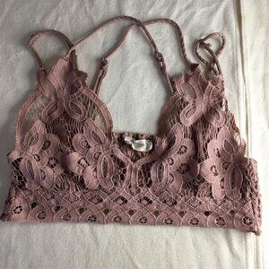 B4 Womens Hummingbird Lacey Look Crop Tank Top Mauve Dusty Rose Size Small